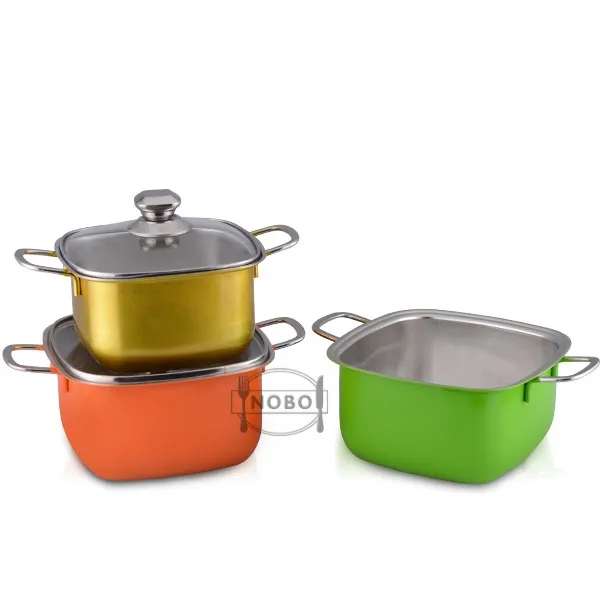 Colorized Stainless Steel Square Cooking Pot Stock Pot With Competitive