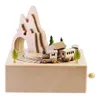 Hot Sale Personalized Handmade Wooden Musical Box Featuring Mountain Tunnel