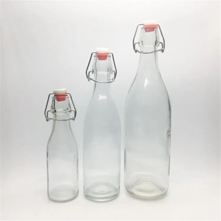 Round 250 Ml 500 Ml 1000 Ml Vinegar Bottles Glass With Swing Lid - Buy ...