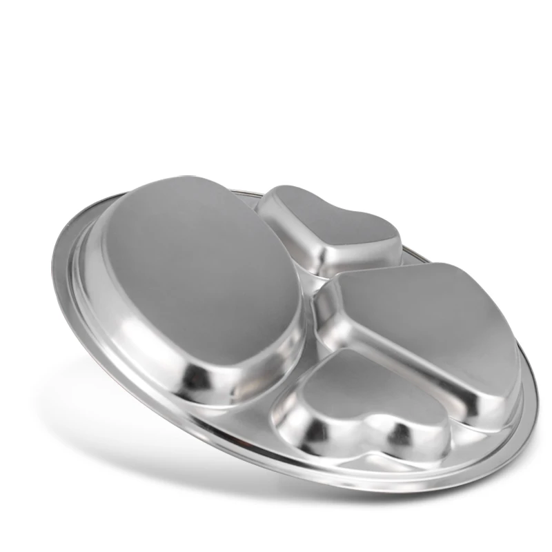 Cheap Serving Trays Cutlery Stainless Steel Round Compartment Tray
