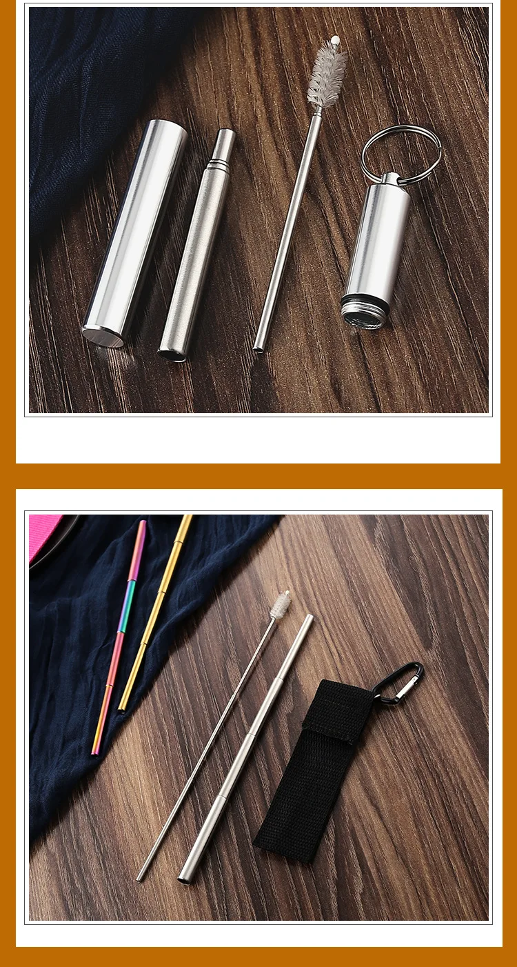 Portable Retractable Collapsible Stainless Steel Telescopic Drinking Straws