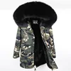 fashion women's clothing Real rabbit fur grass liner Park coat Real fur collar winter jacket long jacket with fur