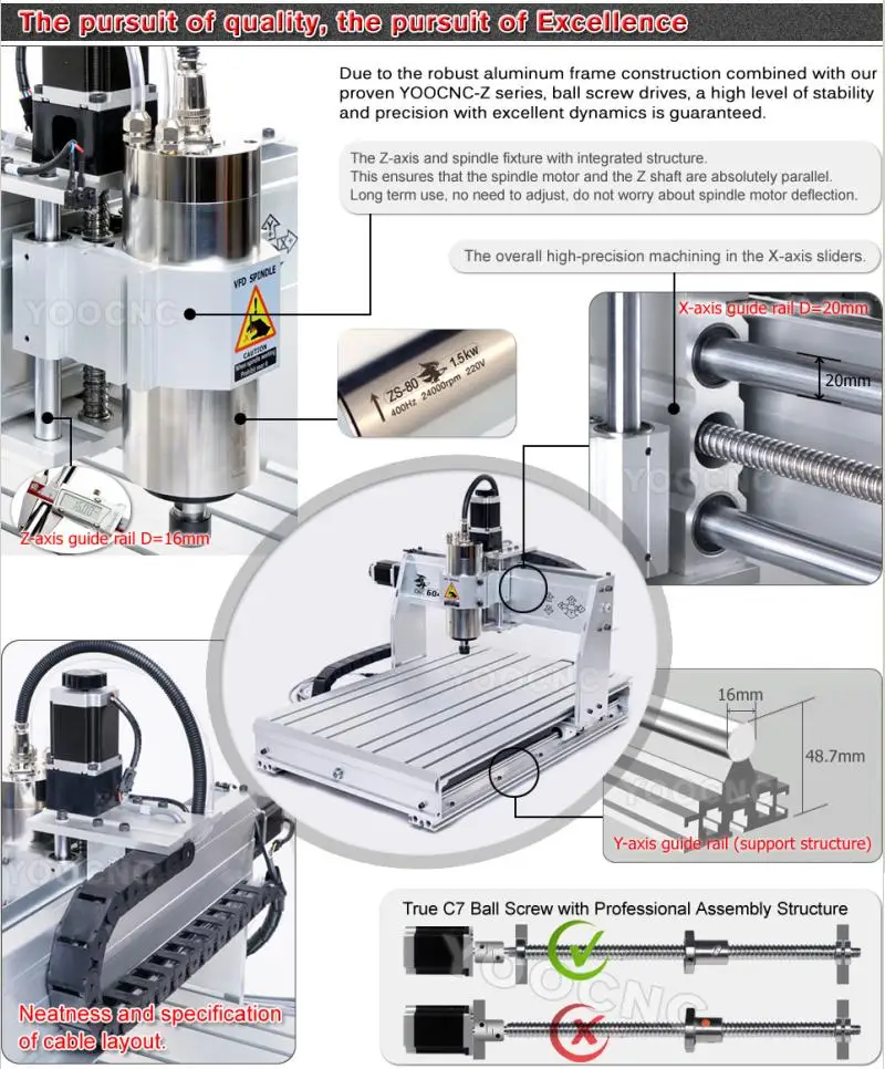 Russia Free Ship&tax! China Cnc Router 6040 Z-usb 3 Axis 1.5kw Spindle