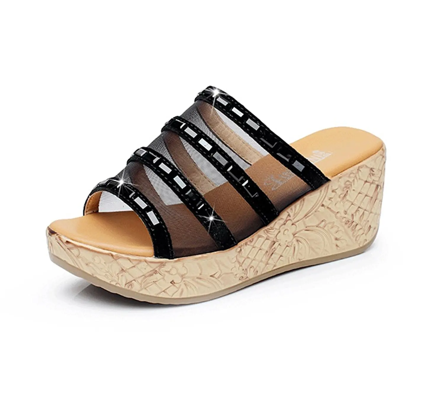 Mobnau Womens Leather Fashion Wedge Sandals Sandles