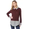 Top selling products spring summer patchwork ladies elegant long sleeve turn down collar shirt dress for women 2019
