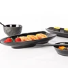 Japanese Style Swan Rectangular Melamine Plate Set Black Stone Matte Finished (10" x 5.1" x 1.57")