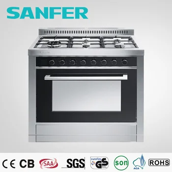 5 Burners Stainless Steel Free Standing Gas Stove With Electric