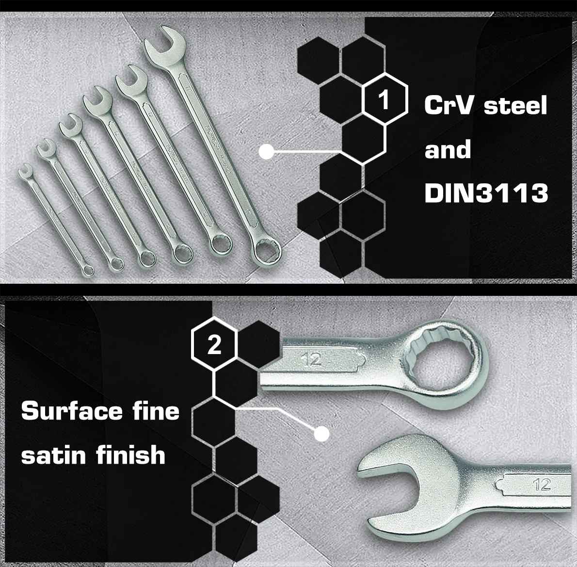 Free sample Hand Tools 6MM CRV Open End Gear Organizer Torque Metric Combination spanner