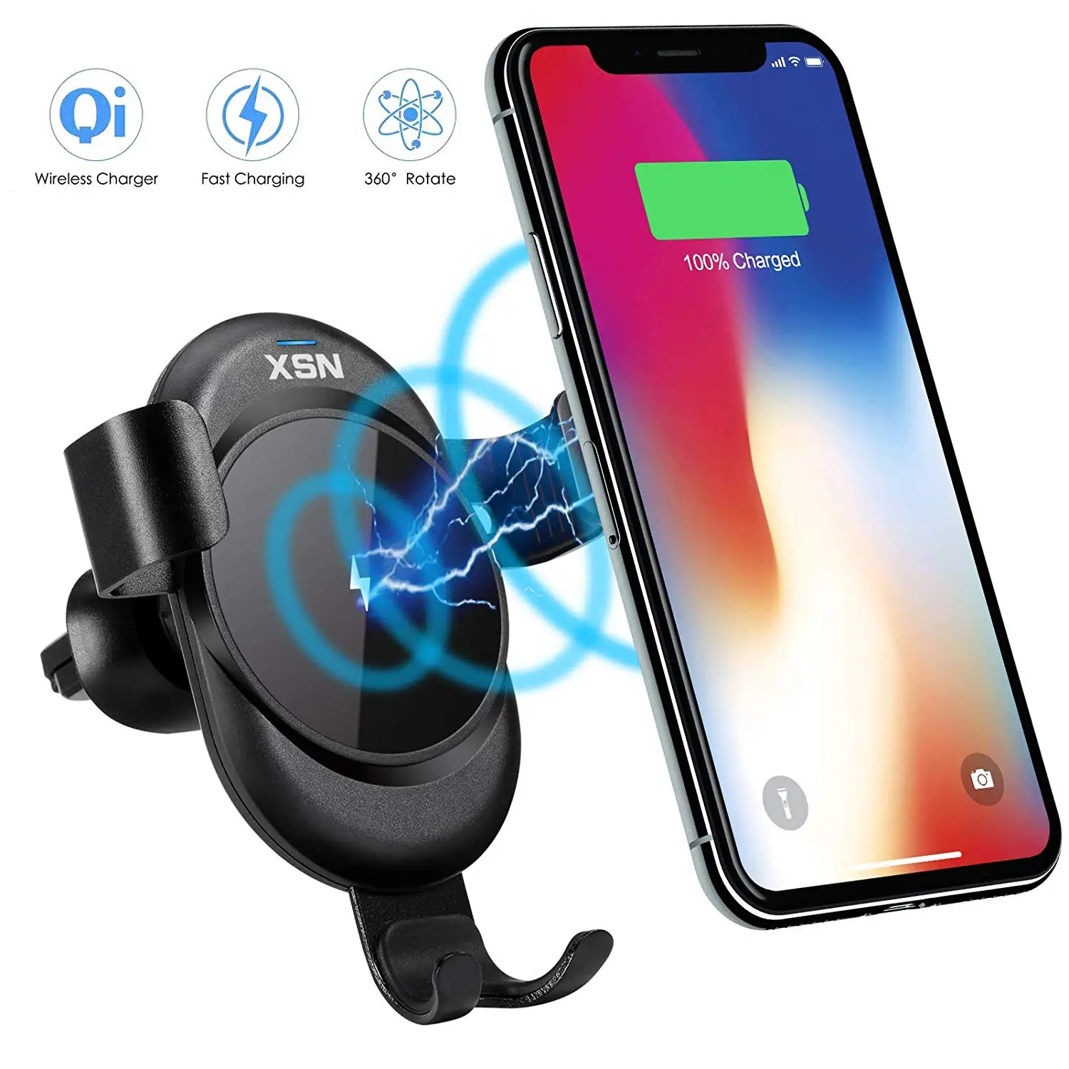 Wireless Car Charger Mount Vent Holder Charge 10W Compatible for Samsung Galaxy S9//S8//S7 Edge//Note 8 10W Fast Wireless Car Charger Standard Charge for iPhone X//8 Plus//8 and All Qi-Enabled Phone