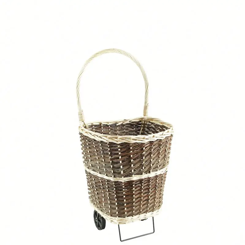 Round Willow Art Woven Fireplace Wood Basket With Wheel Buy