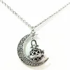 New crescent moon locket lava stone oil diffuser aroma necklace