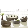 Garden aluminium rattan luxury curved cross sofa