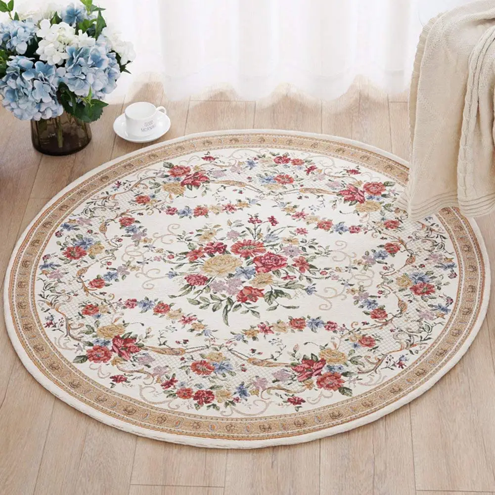 Ukeler Home Decor Collection Rustic Floral Round Rugs Luxury Soft Modern Floor Round Rugs Carpet for Living Room Bedroom, 3‘x3’