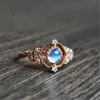 CAOSHI Fashion Beautiful Zircon Beads Opal Ring Butterfly Shaped Design Rose Gold Filled Ring for Women