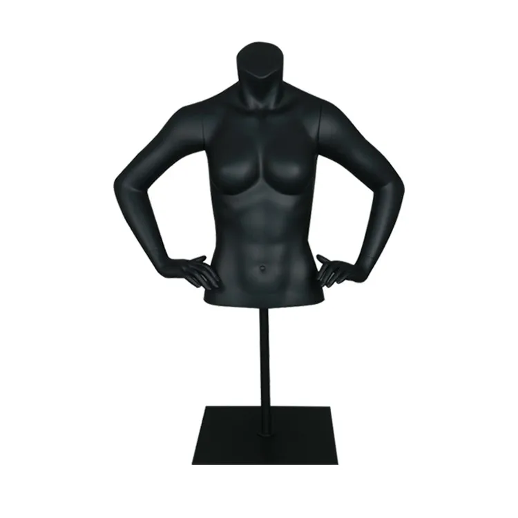 环保塑料复古半身男性人体模特躯干与头和木臂展示