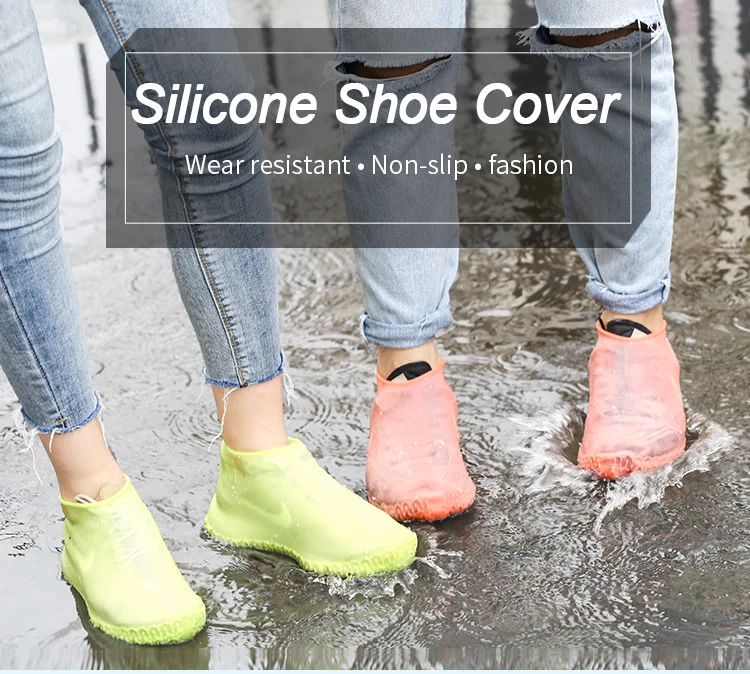 Grey Waterproof Shoe Covers Sneakers Rain Cover Durable Reusable Slip On 