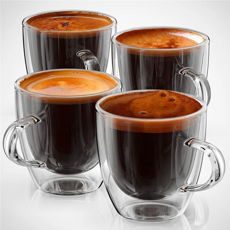 Чашек для эспрессо или очки-5oz набор из 4 с двойными стенками кофе чашки в...