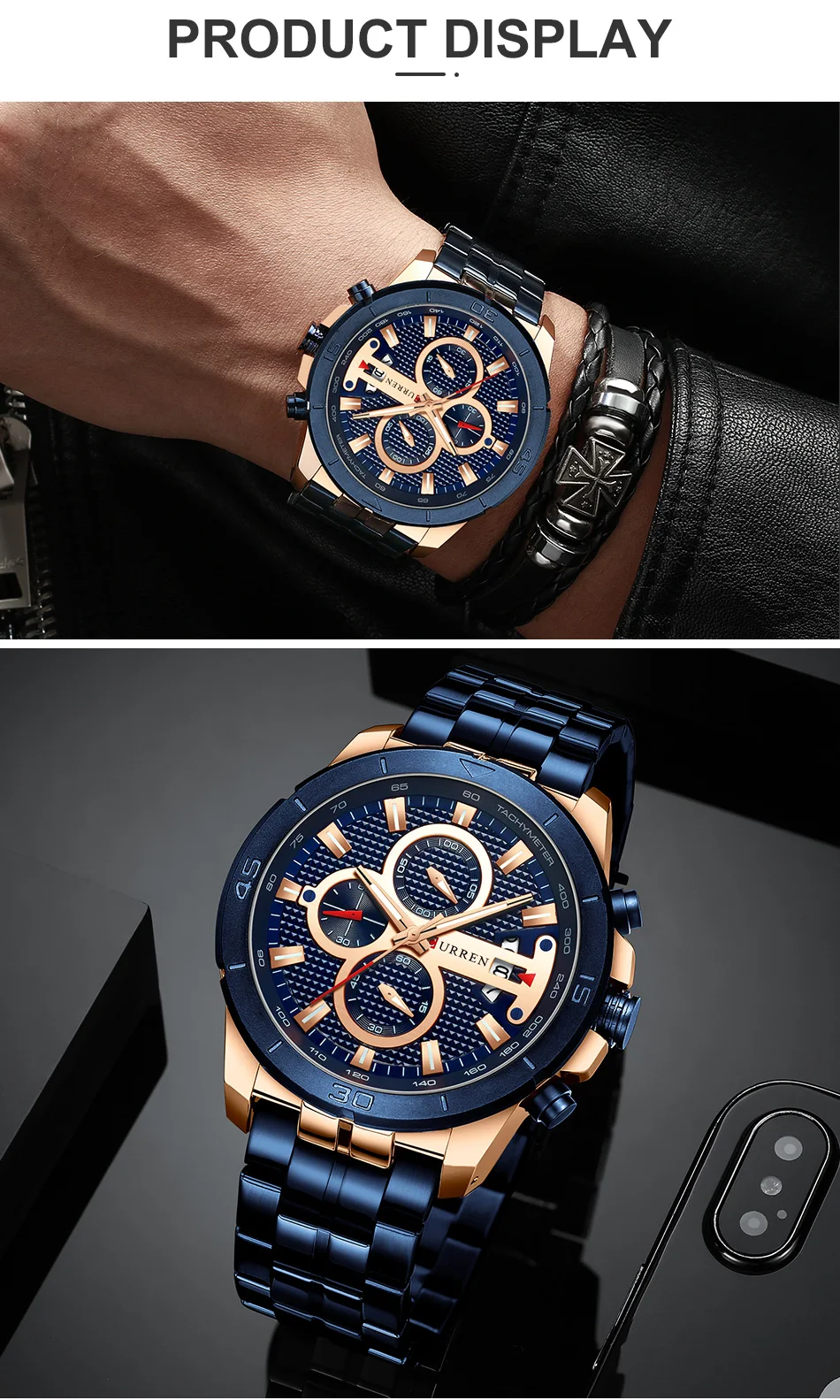 New CURREN Watch 8337 Casual Waterproof Chronograph Watches Men Wrist Luxury Quartz Business Wristwatches Relogio Masculino