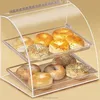morden design high clear acrylic two layers bread display case promotional