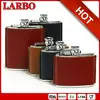 leather wrapped stainless steel hip flask