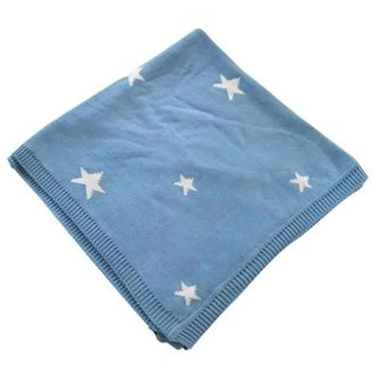 Paleo Baby Knitted Blanket Winter Cotton Star Jacquard Knit Double Sided Kids Bedding Baby Warm Knit Blankets