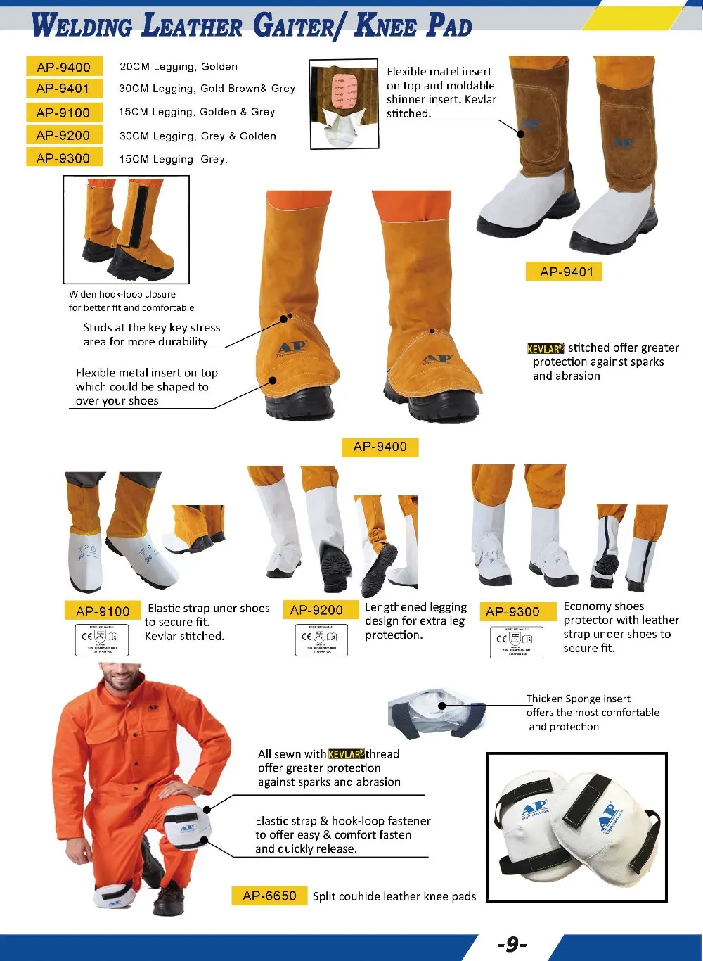 Ap9600 Excellent Safe Leather Welding Leggings And Leg Gaiters With
