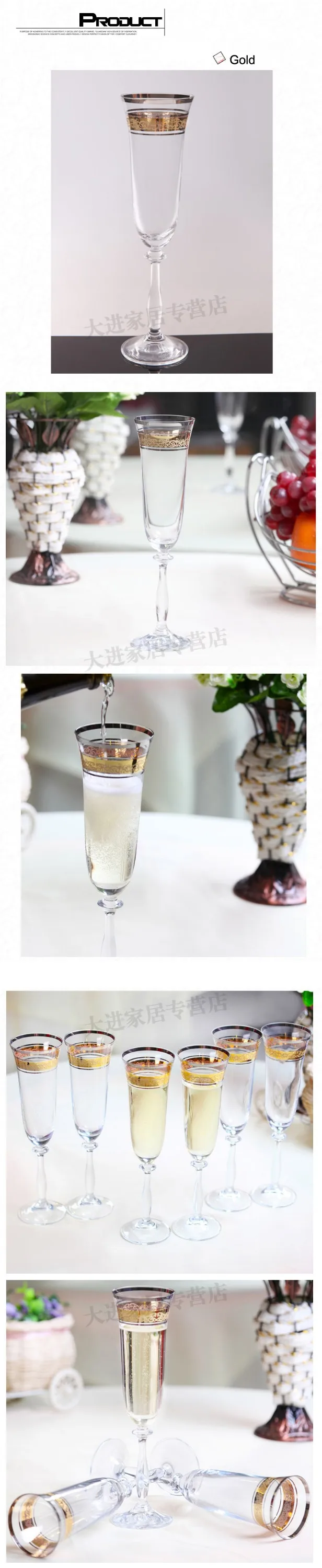 Luxury Decorative Bohemia Lead Free Crystal Champagne Flute Glass