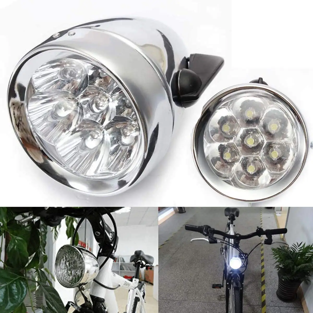 GOODKSSOP 2pcs Metal Shell Mini Bicycle Handlebar Light Cycling LED Headlight Bike Night Riding Safety Front Headlamp Fog Head Lamp with Fixed Bracket