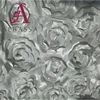wedding decoration polyester silver 3D satin embroidered rosette fabric textile