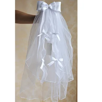 Children Communion Veil Flower Bridal With Diamond Bows Children Communion Veil Flower Bridal With Diamond Bows Soft Fabric Head Decoration For Wedding