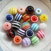 Hotsale 8mm,10mm,12mm And 20mm Resin Round Striped Beads For Jewelry Making