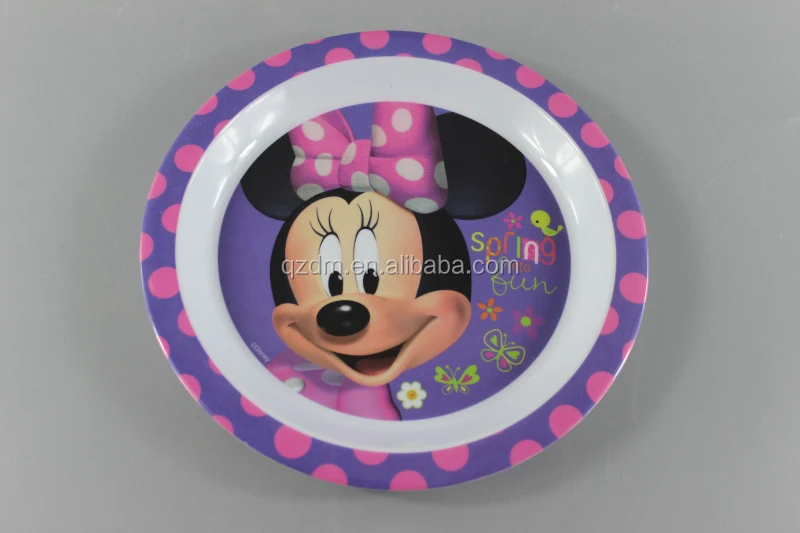 100% Plastic Melamine Round Dinner Plate for kids