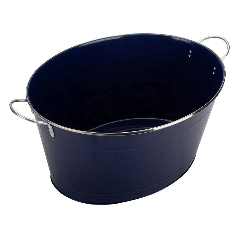 Fashion Colorful Large Ovalshaped Ice Champagne Tin Bucket Cooler With