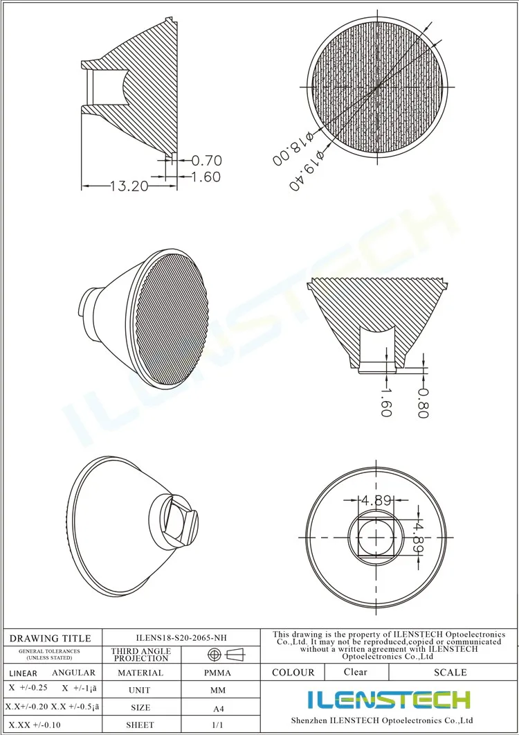 20mm led spotlight lens 20x65 degree wide angle conical waterproof lens 5050 package