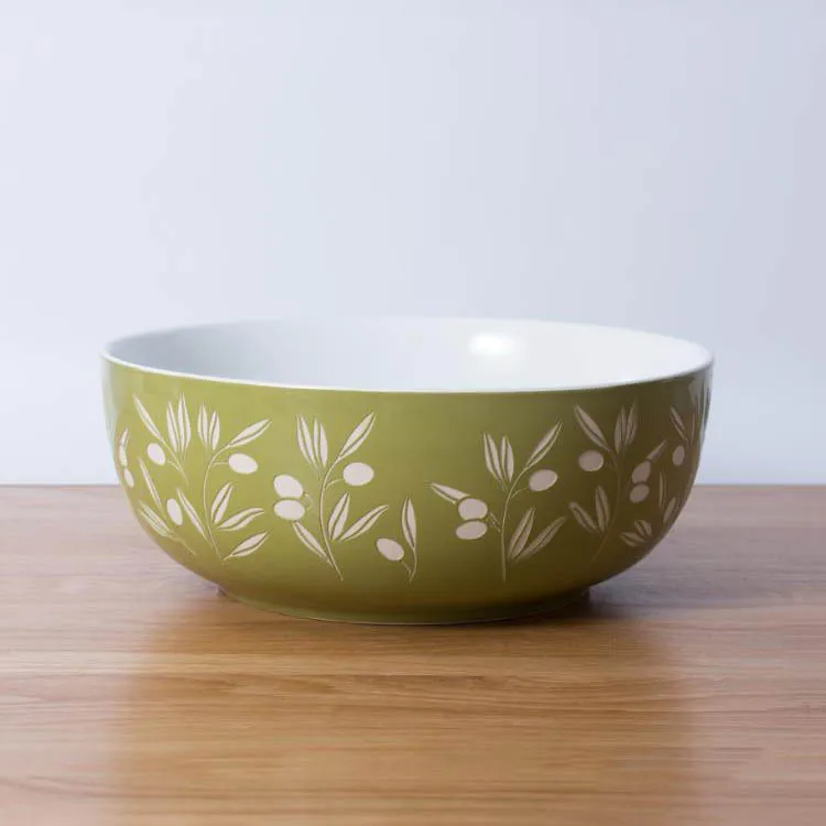 Daily Household 10inch Custom Cheap Hand Painted Ceramic Salad Bowl