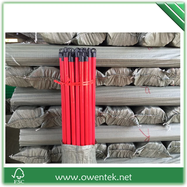 Plastic Broom Stick Flat Pvc Coated Wood Sticks Broom Handle Round Wood