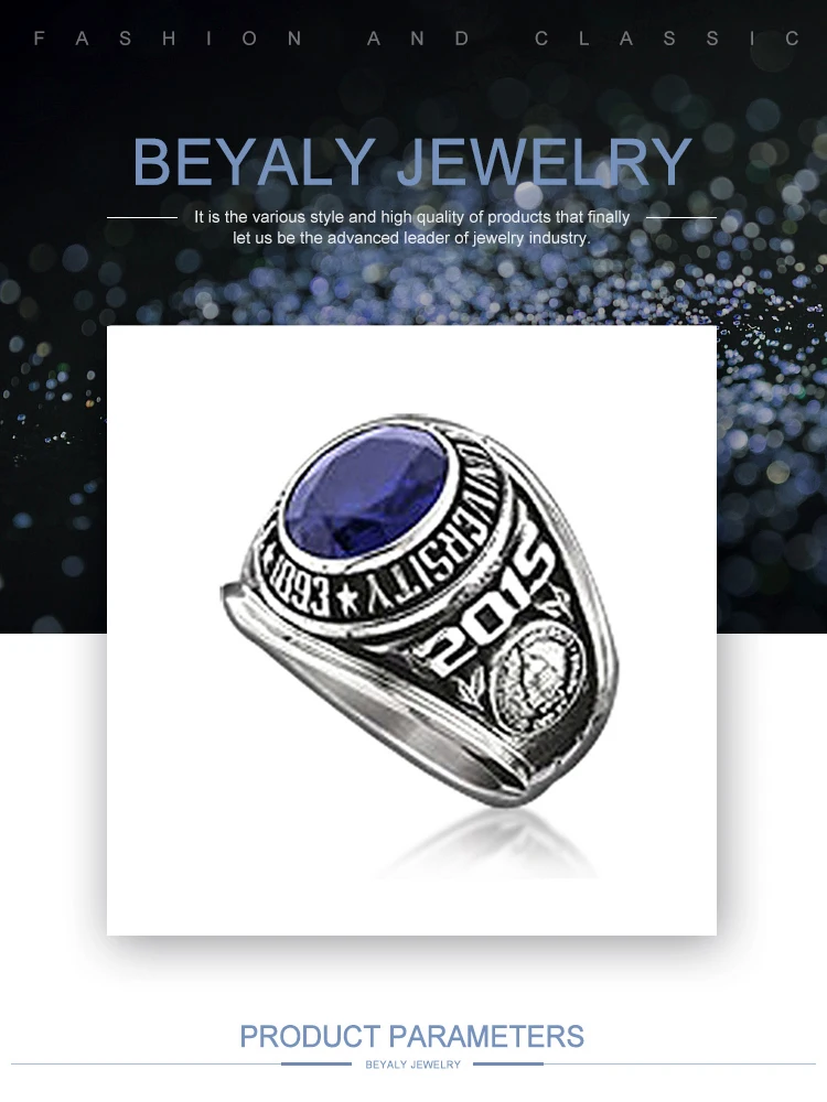 Signet Custom Design Blue Solid Amber 30 Year Anniversary Ring
