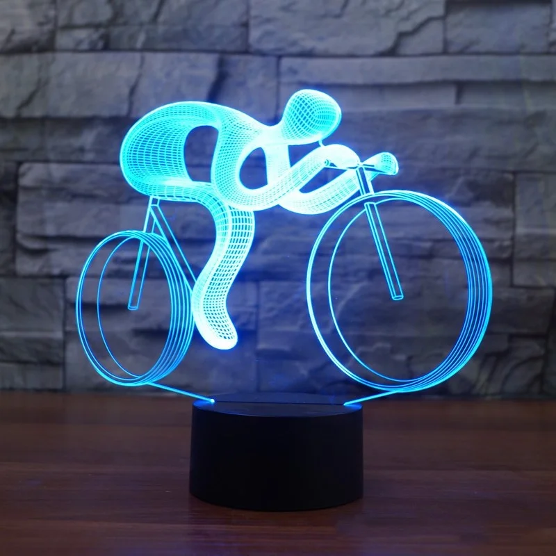 Riding Bike 3d Night Led 7 Color Changing Visual Table Lamp Usb Lampara