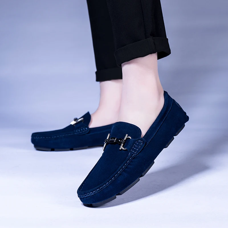 Men Comfortable Loafers Walking Shoes Mens Genuine Leather Suede