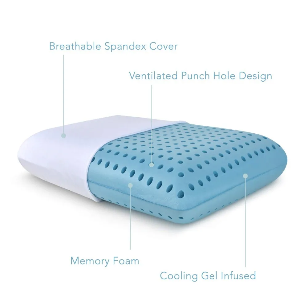 Memory Foam Cooling Ventilated Gel Infused Memory Foam Pillow With