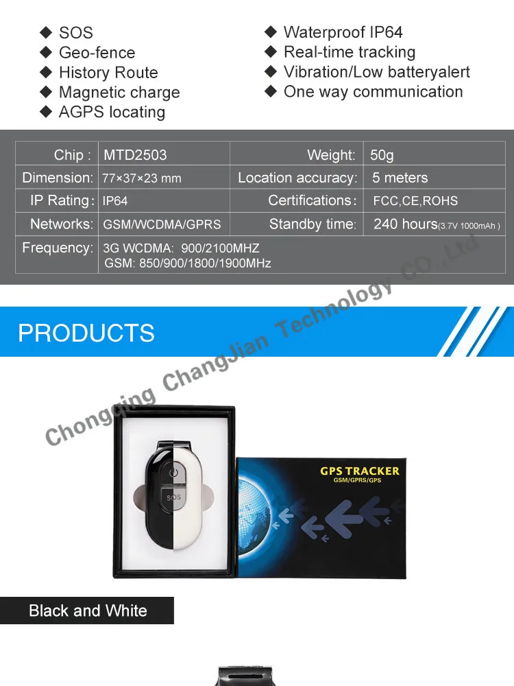 Two Color(white&black) Human Gps Tracking Earrings For Kids With Sos