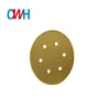 CWH 6 Inch 6 holes 400 Grit Yellow Gold Hook and Loop Sanding disc