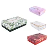 Green leaf multi-functional flowers square paper christmas gift card packaging box custom with lid