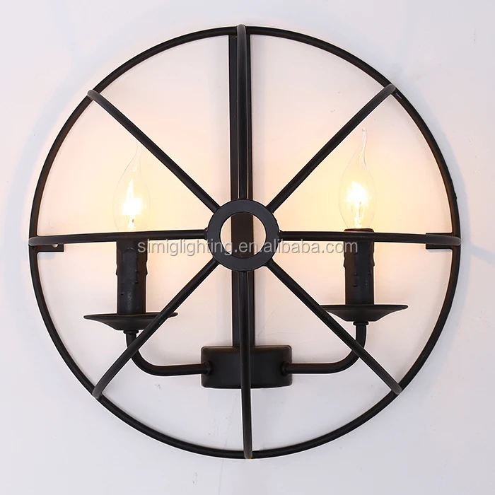 Industrial Vintage style 2 light black semicircle ceiling wall lamp from zhongshan factory