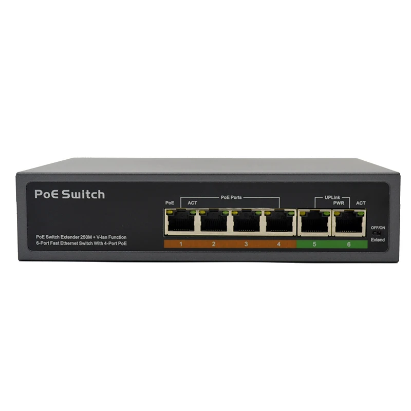 Cctv 6port Switch 4port 10/100m Poe Net Switch/hub W/ Psu Power Over