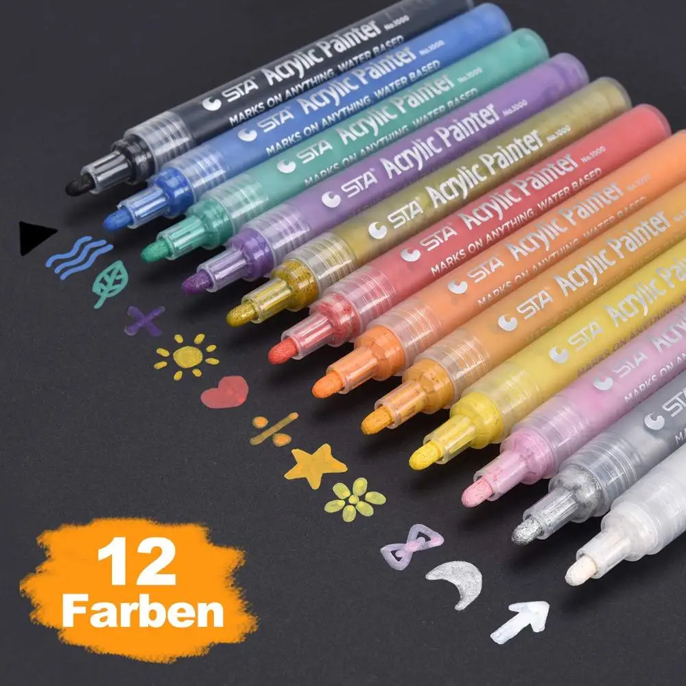 STA Acrylic Paint Markers 12 color set –