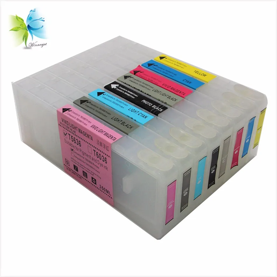350ml 9 Colors T6041t6049 Empty Refill Ink Cartridge For Epson 7800
