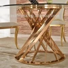 Top Modern Stainless Steel Glass Dining Table set