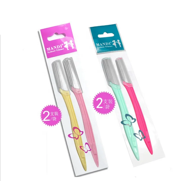 Pack Of 2 Plastic Eyebrow Razor Trimmer And Shaper With Stainless Steel
