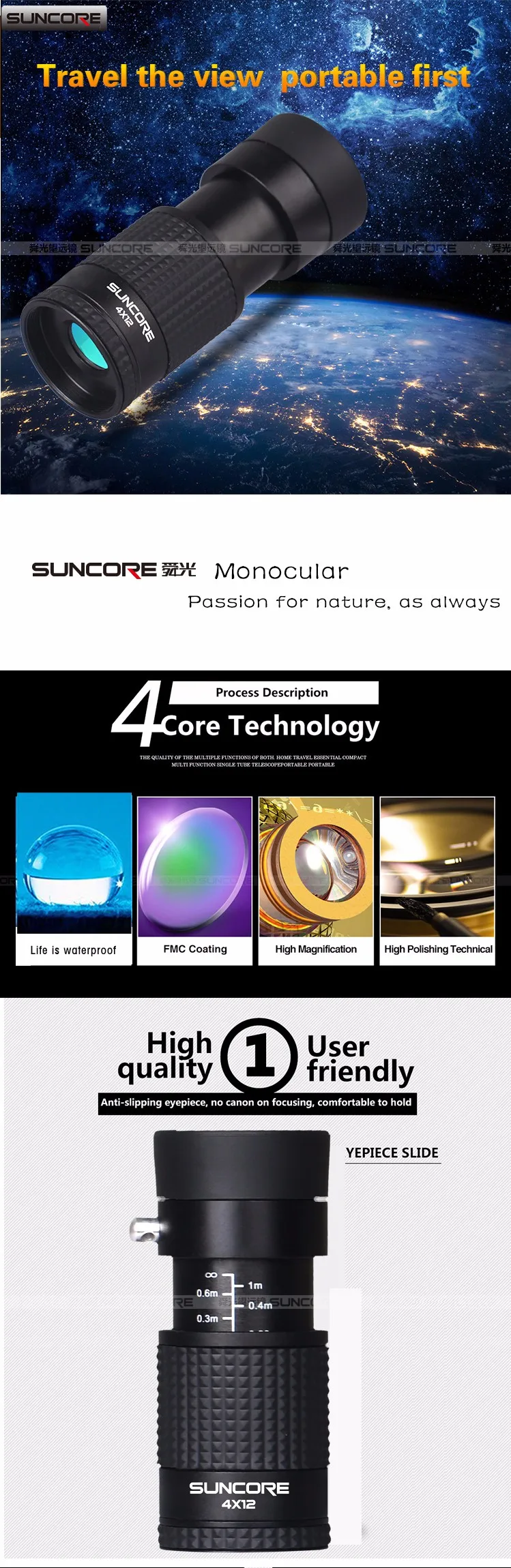 Suncore High Quality 4X Monocular Mini Telescope